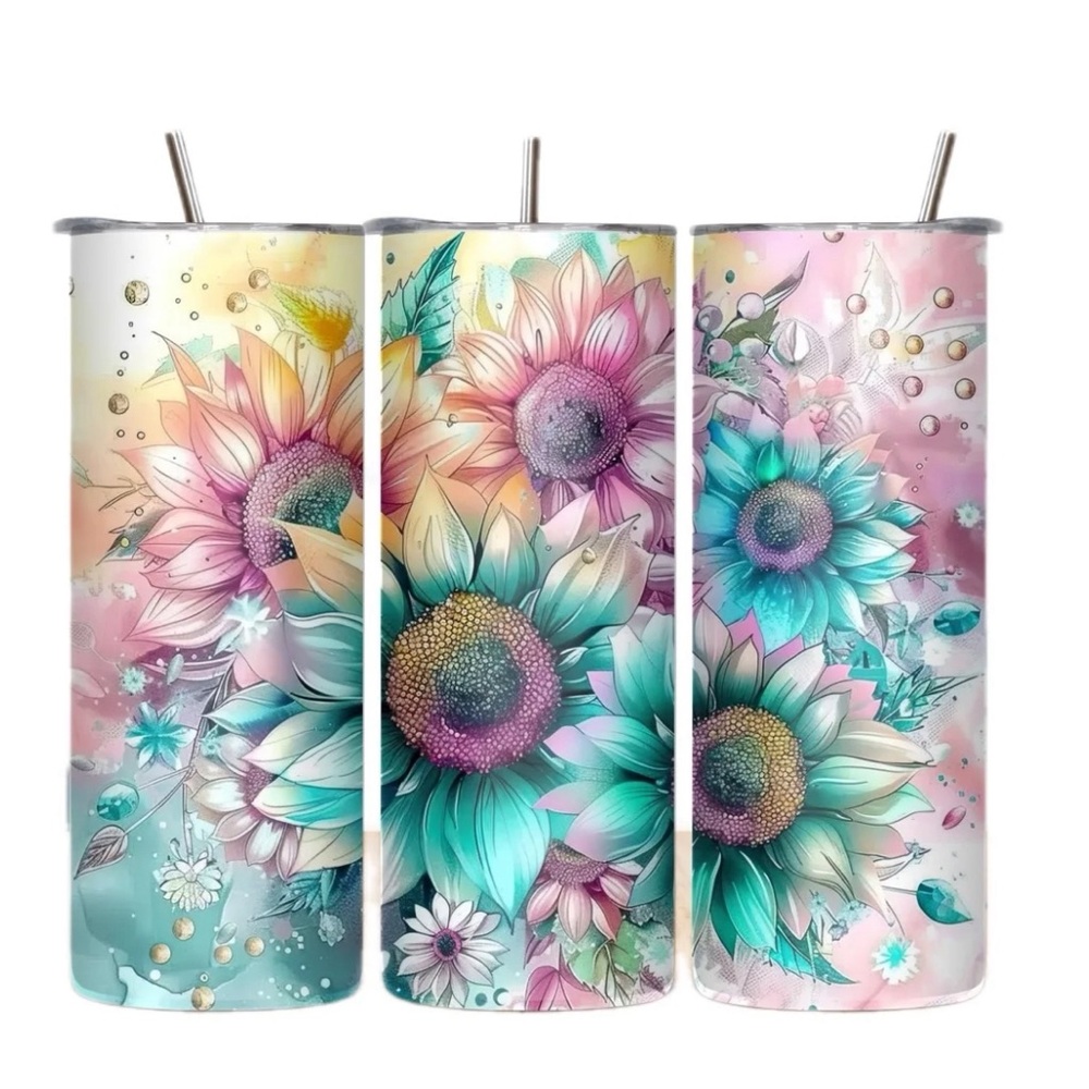 Handmade Flower Tumbler. NWOT